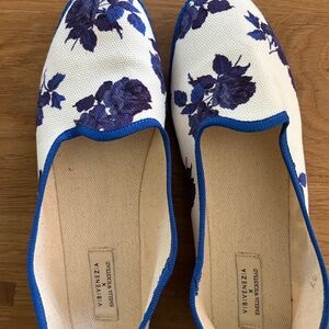 Vibi Venezia x Emilia Wickstead Canvas flats Furlana Friulane Venetian shoes 37